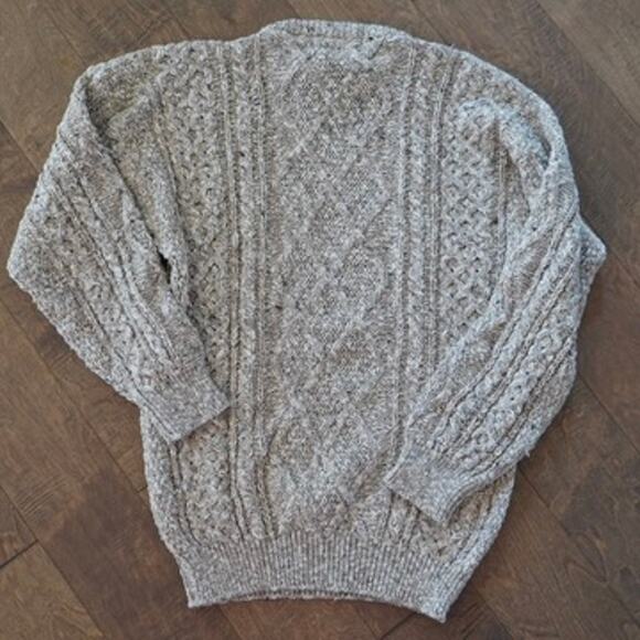 Quills Woollen Market Ireland Cable knit Oversized Sweater Gray Mens Size Medium - Picture 3 of 6
